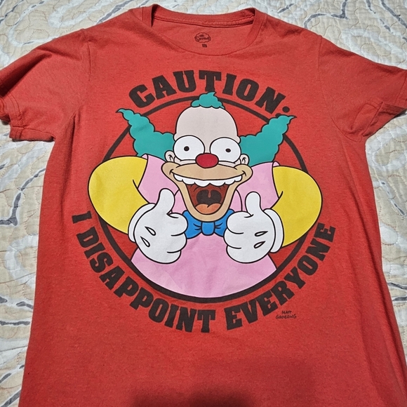 The Simpsons T-shirt Men S(34-36) Krusty the Clown Caution I Disappoint Everyone - Picture 5 of 8